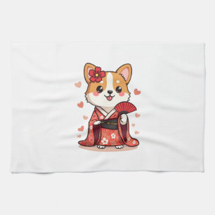 Geisha Corgi Dog Lover Welsh Tea Towel