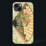 Geisha Fan with Leaves and Floral Print iPhone 13 Case<br><div class="desc">This beautiful print has a geisha fan featured prominently against a background of floating leaves. The fan also has a lovely and stylish floral design on it. Fans of Asian art should add this to their collection!</div>
