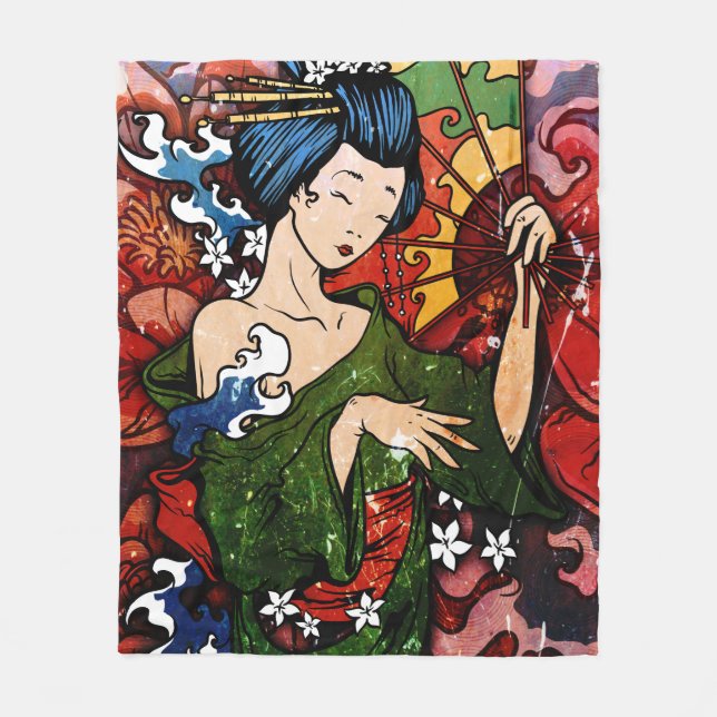 Geisha Fleece Blanket (Front)