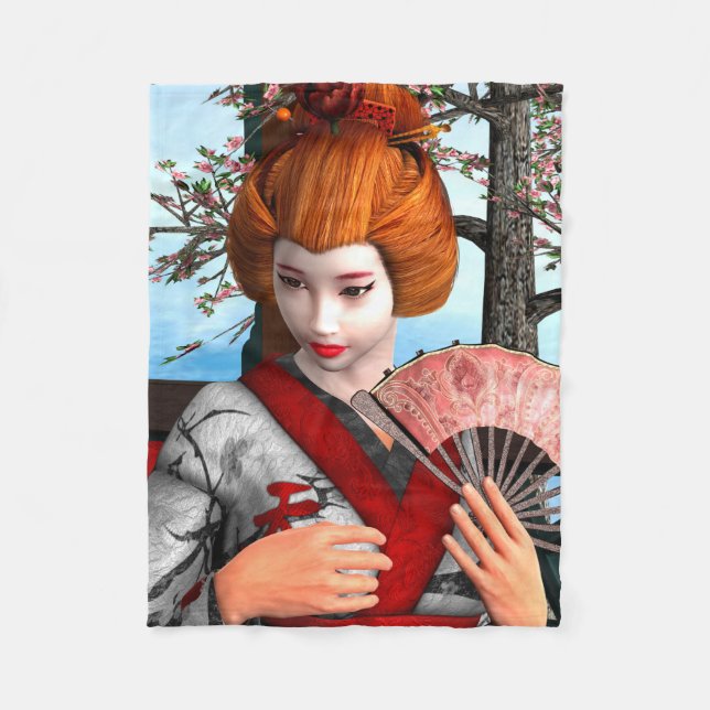 Geisha Fleece Blanket (Front)
