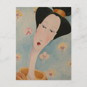 Geisha Floral Postcard