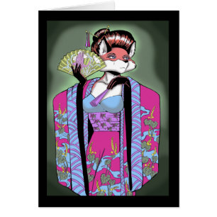 Geisha Fox Card