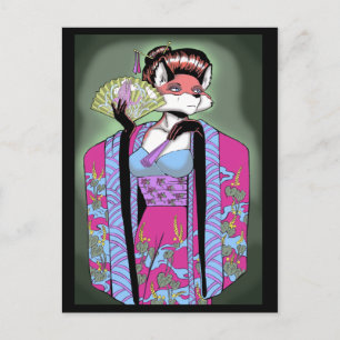 Geisha Fox Postcard