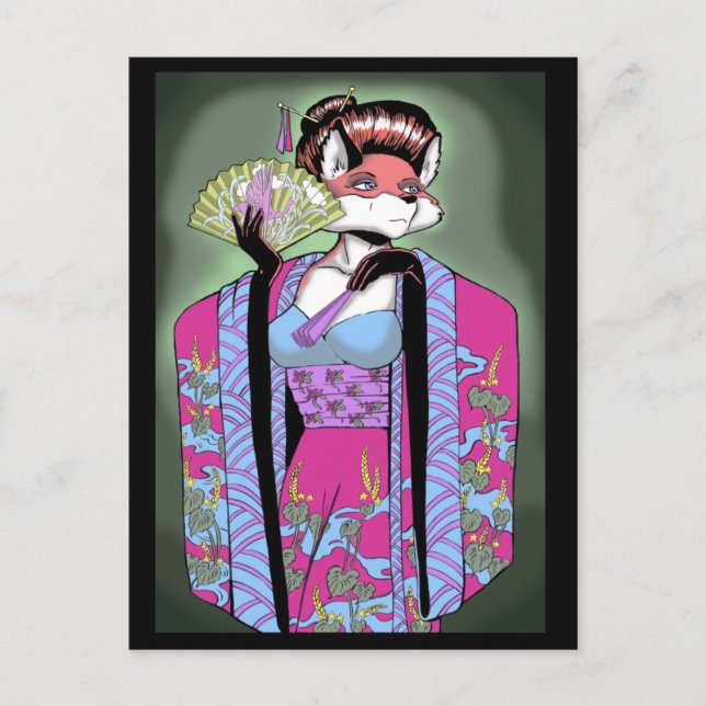 Geisha Fox Postcard (Front)