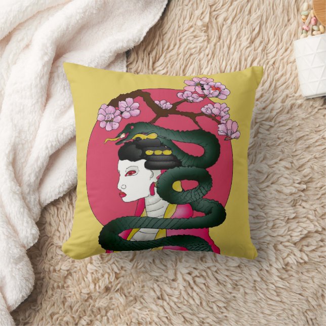Geisha girl and serpent cushion (Blanket)