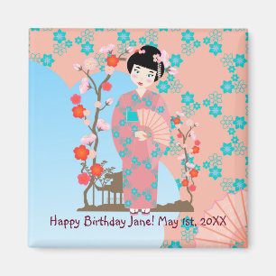 Geisha girl birthday party magnet