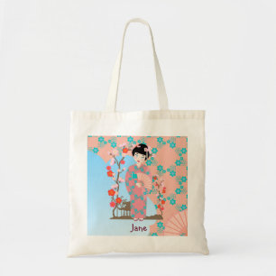 Geisha girl birthday party tote bag