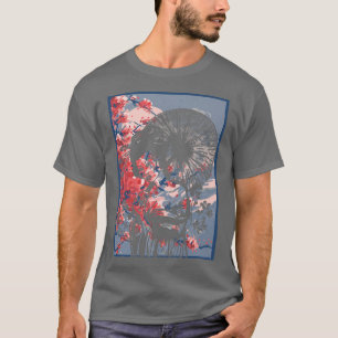 Geisha Girl In Kimono Japan Art Sakura Cherry Blos T-Shirt