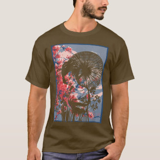 Geisha Girl In Kimono Japan Art Sakura Cherry Blos T-Shirt