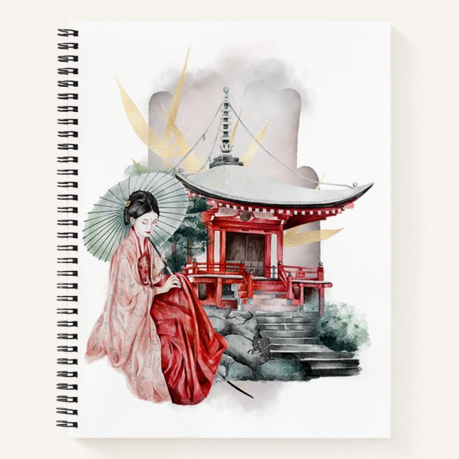 Geisha Girl Japanese Artwork Notebook (Front)