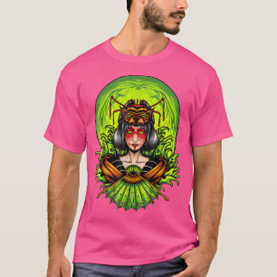 Geisha Girl Katana Sword and Tattoo of Dragon Japa T-Shirt