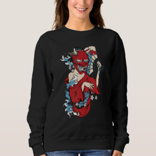 Geisha Girl Mask Japanese Demon Sweatshirt
