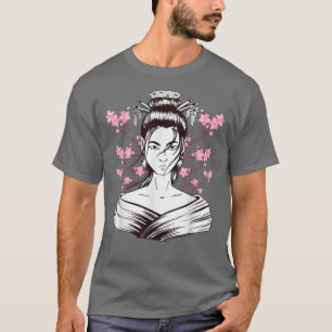 Geisha Girl Sakura Cherry Blossom Japan Art Japane T-Shirt