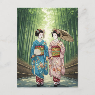 Geisha in Arashiyama Japan Kyoto Postcard