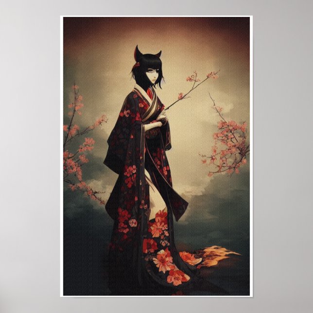 Geisha in Kimono III - Kitsune  Poster (Front)
