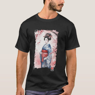 Geisha Japan Dance Singing Music Art Cherry Trees  T-Shirt