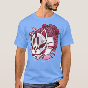 Geisha Japan Girl Japanese Kawaii Geisha Girl Mask T-Shirt