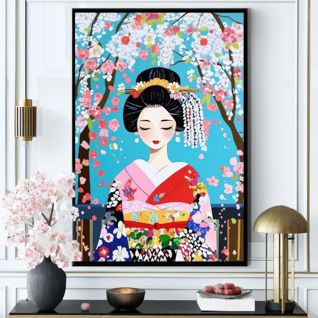 Geisha Kimono Cherry Blossom Japanese Wall Art (Creator Uploaded)