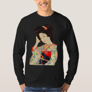 Geisha Maiko Kimono Japanese Japan painting Kawase T-Shirt