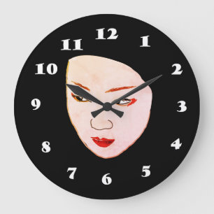 Geisha mask large clock