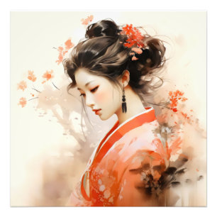 Geisha Orange Ink Photo Print