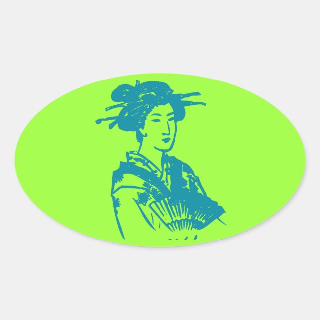 Geisha Oval Sticker (Front)