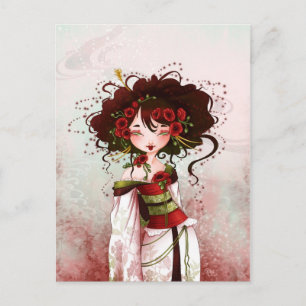 Geisha poppy postcard