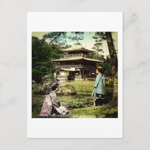 Geisha Posing at Kinkaku-ji Golden Temple Japan Postcard