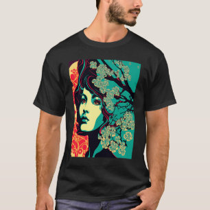 Geisha Retro Female Kimono Samurai Japanese Vintag T-Shirt