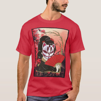 Geisha Sakura Cherry Blossom Geisha Girl Japan Art T-Shirt