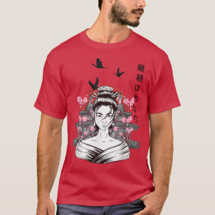 Geisha Sakura Cherry Blossom Geisha Girl Japanese  T-Shirt
