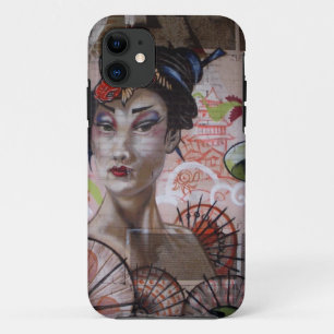 Geisha Spain Wall Graffiti Street Art, Urban face iPhone 11 Case