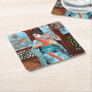 Geisha Square Paper Coaster