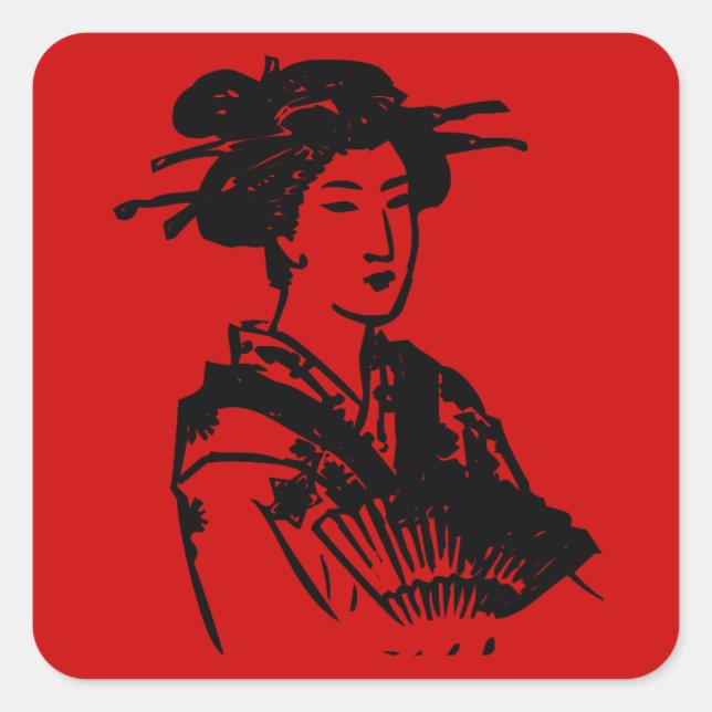 Geisha Square Sticker (Front)