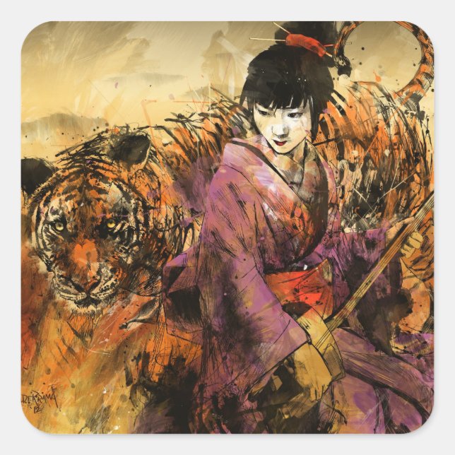 Geisha Square Sticker (Front)