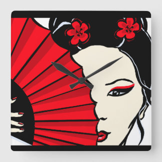 Geisha Square Wall Clock