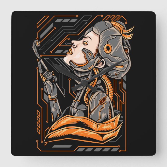 Geisha  square wall clock (Front)