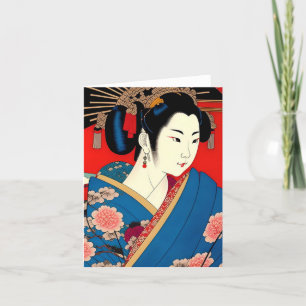 Geisha Study B in Japanese Style Holiday Card