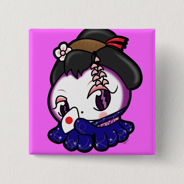 Geisha Tako-Chan Button (Front)