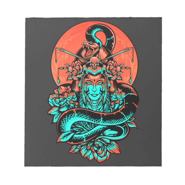 Geisha Tattoo burnt orange and black  Notepad (Front)
