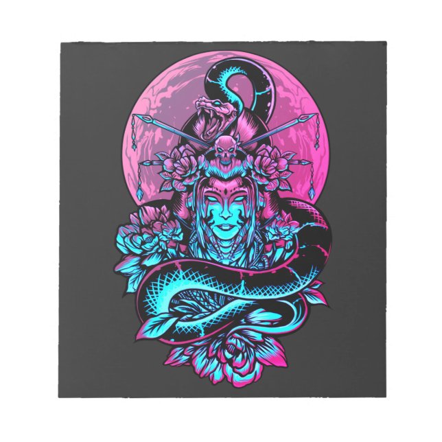 Geisha Tattoo Pink  floral  Notepad (Front)