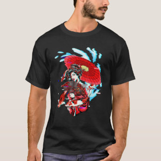 Geisha Vaporwave Japanese Koi Fish Carp Geiko Aest T-Shirt