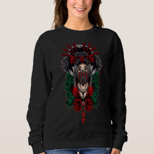 Geisha Wearing Yokai Mask Traditional Japanese Sty Sweatshirt