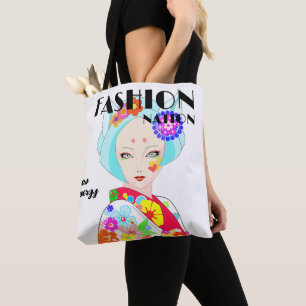 Geisha with Flowers Pop Art Tote Bag