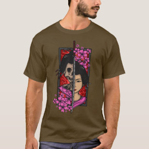Geisha with katana and sakura cherry blossom samur T-Shirt