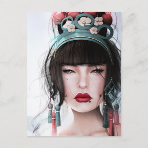 Geisha with Kissable Lips Postcard