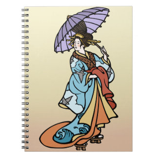 Geisha with Parasol Spiral Notebook