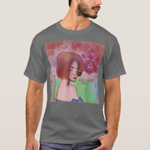 Geisha with samurai in the clouds Japanese Harajuk T-Shirt