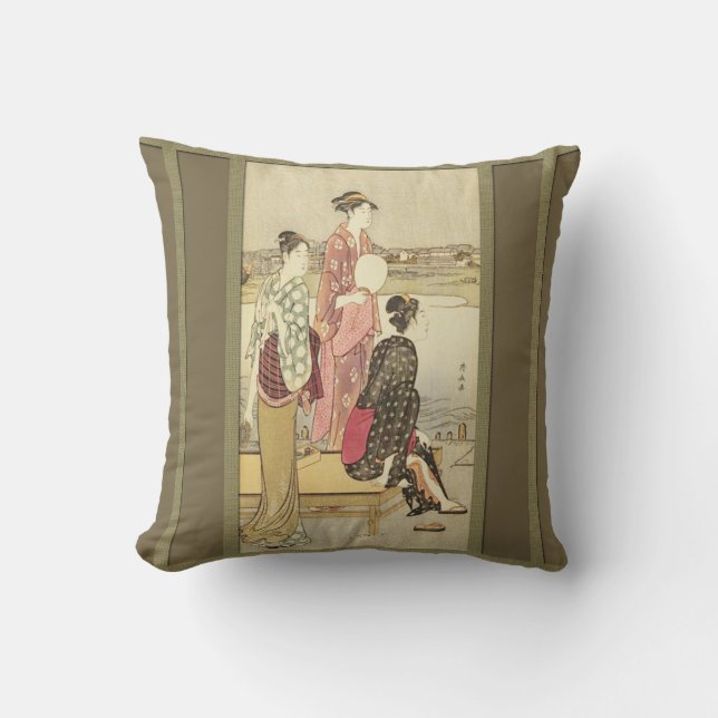Geisha's at the Lake Pillow Cushion (Front)