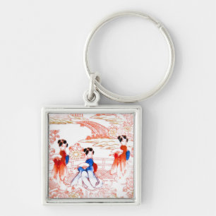 Geishas in garden key ring